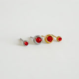 Ruby Bezel Set Hypoallergenic Stud Earrings - July