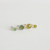 Peridot Bezel Set Hypoallergenic Stud Earrings - August