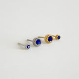 Sapphire Bezel Set Hypoallergenic Stud Earrings - September
