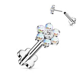 Single Titanium CZ Flower Cartilage Hypoallergenic Stud