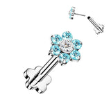 Single Titanium CZ Flower Cartilage Hypoallergenic Stud