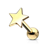 Single Star Barbell Hypoallergenic Stud