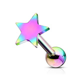 Single Star Barbell Hypoallergenic Stud