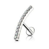 Single CZ Curve Cartilage Hypoallergenic Stud