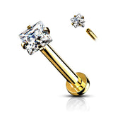Single Square Prong Set CZ Cartilage Hypoallergenic Stud