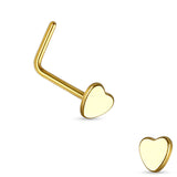 Heart L Bend Hypoallergenic Nose Stud