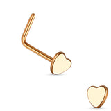Heart L Bend Hypoallergenic Nose Stud