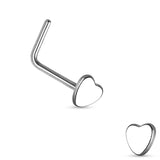 Heart L Bend Hypoallergenic Nose Stud