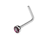 CZ L Bend Hypoallergenic Nose Stud