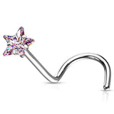 Prong Set Star CZ Hypoallergenic Nose Screw