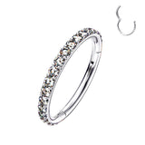 Single Titanium Hinged Segment Hypoallergenic Hoop w/ Paved CZ
