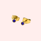 Sapphire Bezel Set Hypoallergenic Stud Earrings - September