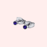 Sapphire Bezel Set Hypoallergenic Stud Earrings - September