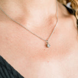 Clear Cubic Zirconia Bezel Set Hypoallergenic Necklace - April