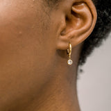 Bezel Set Drop CZ Hypoallergenic Huggie