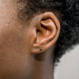 Garnet Bezel Set Hypoallergenic Stud Earrings - January