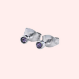 Tanzanite Bezel Set Hypoallergenic Stud Earrings - December