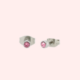 Tourmaline Bezel Set Hypoallergenic Stud Earrings - October