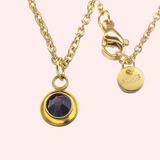 Amethyst Bezel Set Hypoallergenic Necklace - February