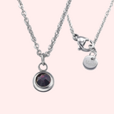 Amethyst Bezel Set Hypoallergenic Necklace - February