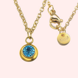 Aquamarine Bezel Set Hypoallergenic Necklace - March