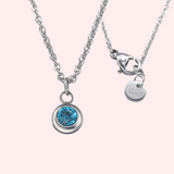 Aquamarine Bezel Set Hypoallergenic Necklace - March