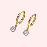 Bezel Set Drop CZ Hypoallergenic Huggie