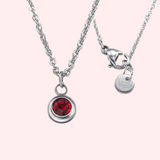 Garnet Bezel Set Hypoallergenic Necklace - January