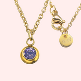 Tanzanite Bezel Set Hypoallergenic Necklace - December