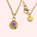 Tourmaline Bezel Set Hypoallergenic Necklace - October