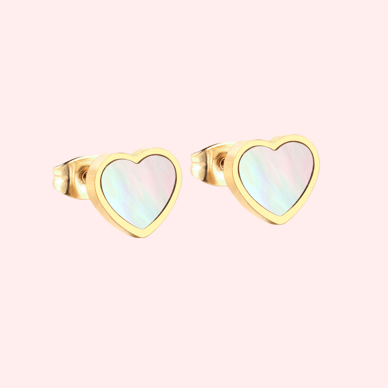 Heart Shimmer Hypoallergenic Stud Earrings