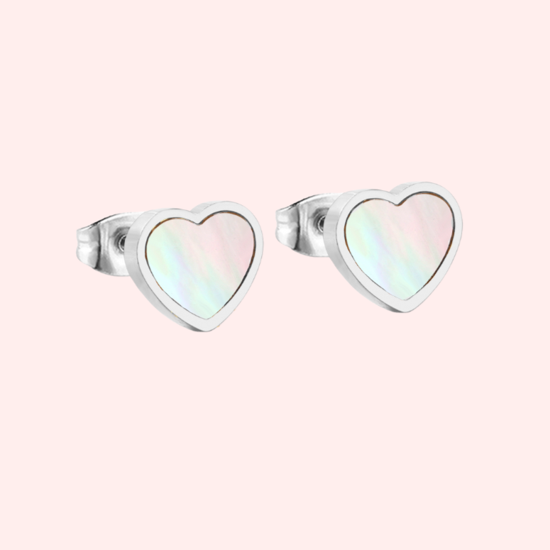 Heart Shimmer Hypoallergenic Stud Earrings