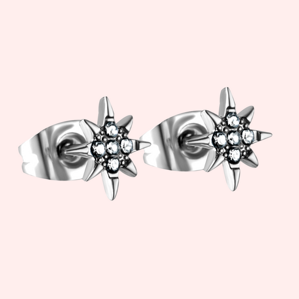 CZ Starburst Hypoallergenic Stud Earrings