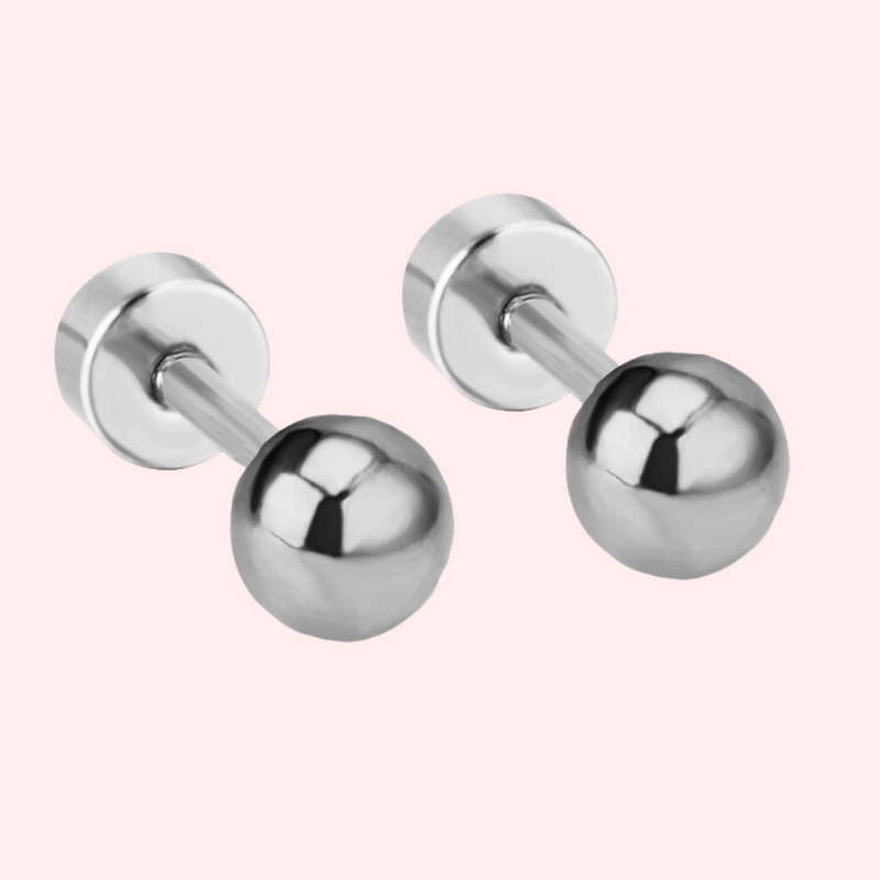 Ball Hypoallergenic Flat Back Stud Earring