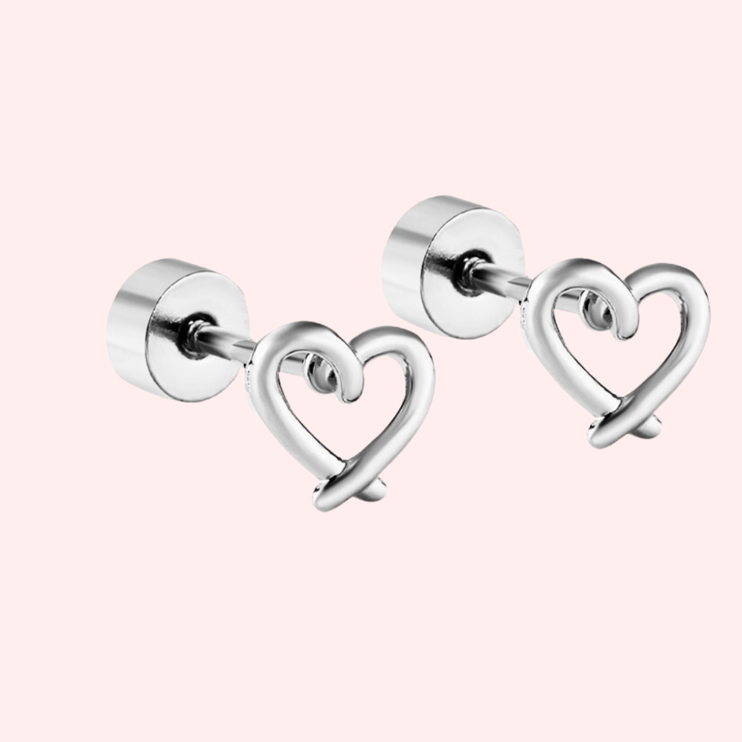 Open Heart Hypoallergenic Flat Back Stud Earrings