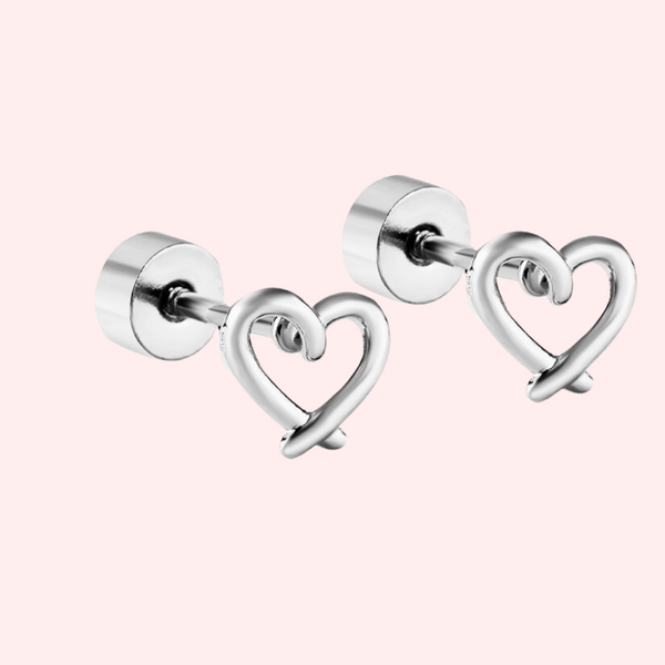 Open Heart Hypoallergenic Flat Back Stud Earring