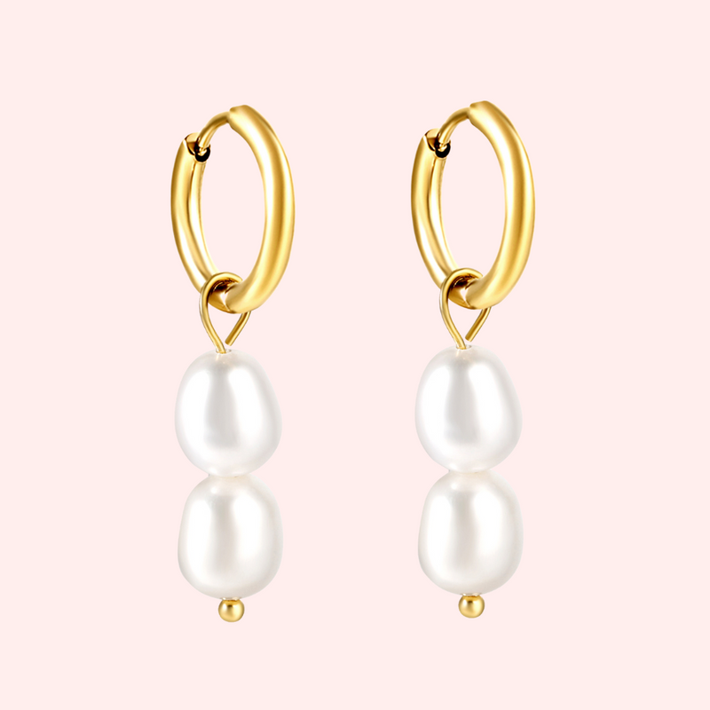 Duo Pearl Drop Hypoallergenic Hoop