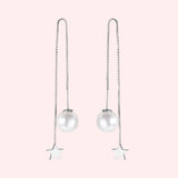 Star with Pearl Threader Hypoallergenic Earrings