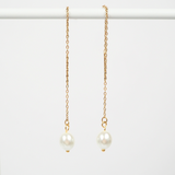 Large Pearl Threader Hypoallergenic Earrings