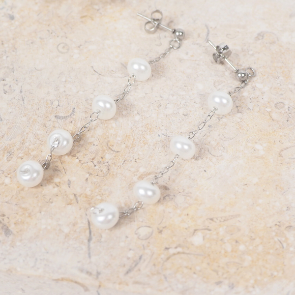 Long Pearl Drop Hypoallergenic Stud Earrings