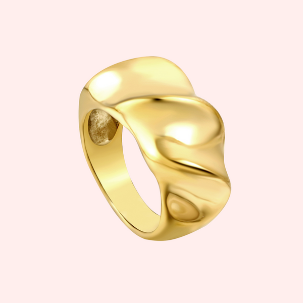 Gold Ripple Hypoallergenic Ring