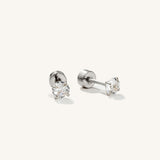 Cubic Zirconia Hypoallergenic Flat Back Stud Earring
