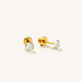 Cubic Zirconia Hypoallergenic Flat Back Stud Earring