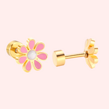 Colourful Flower Hypoallergenic Flat Back Stud Earring