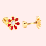 Colourful Flower Hypoallergenic Flat Back Stud Earring