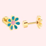 Colourful Flower Hypoallergenic Flat Back Stud Earring