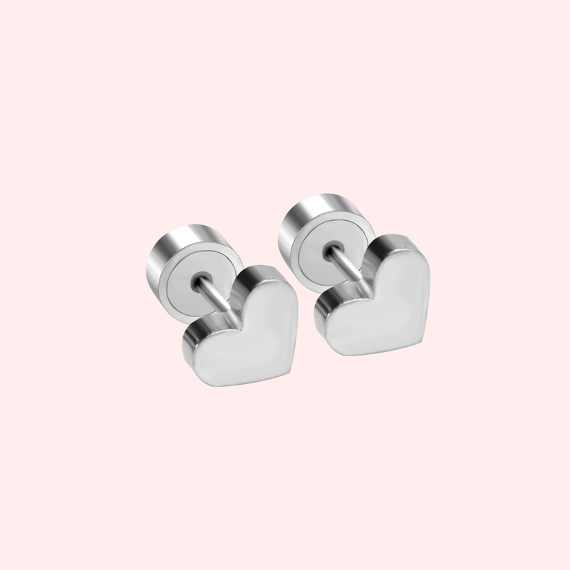 Heart Hypoallergenic Flat Back Stud Earring