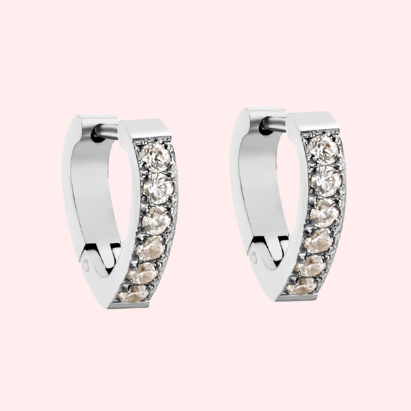 Heart CZ Hypoallergenic Hoop Earrings