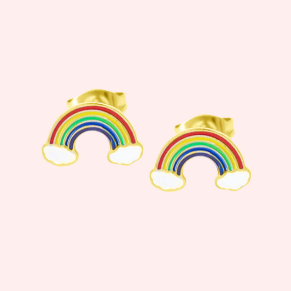 Kids Rainbow & Cloud Stud Hypoallergenic Earrings