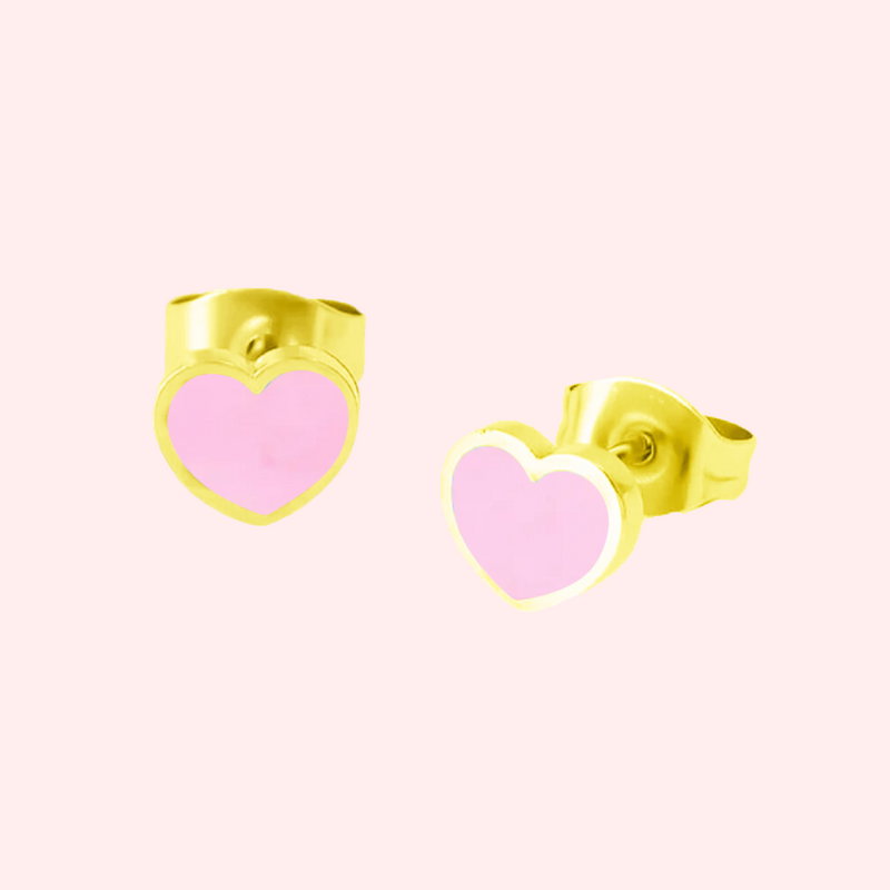 Kids Gold Love Heart Stud Hypoallergenic Earrings